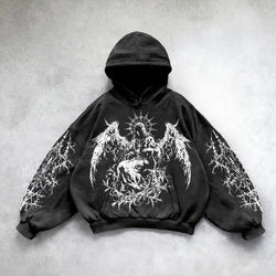Image of Printed Casual Hoodie American Sweater