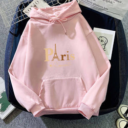 Image of Letter Printed Hoodie – Damen & Unisex Kapuzenpullover mit Paris-Print | StaywearApparel