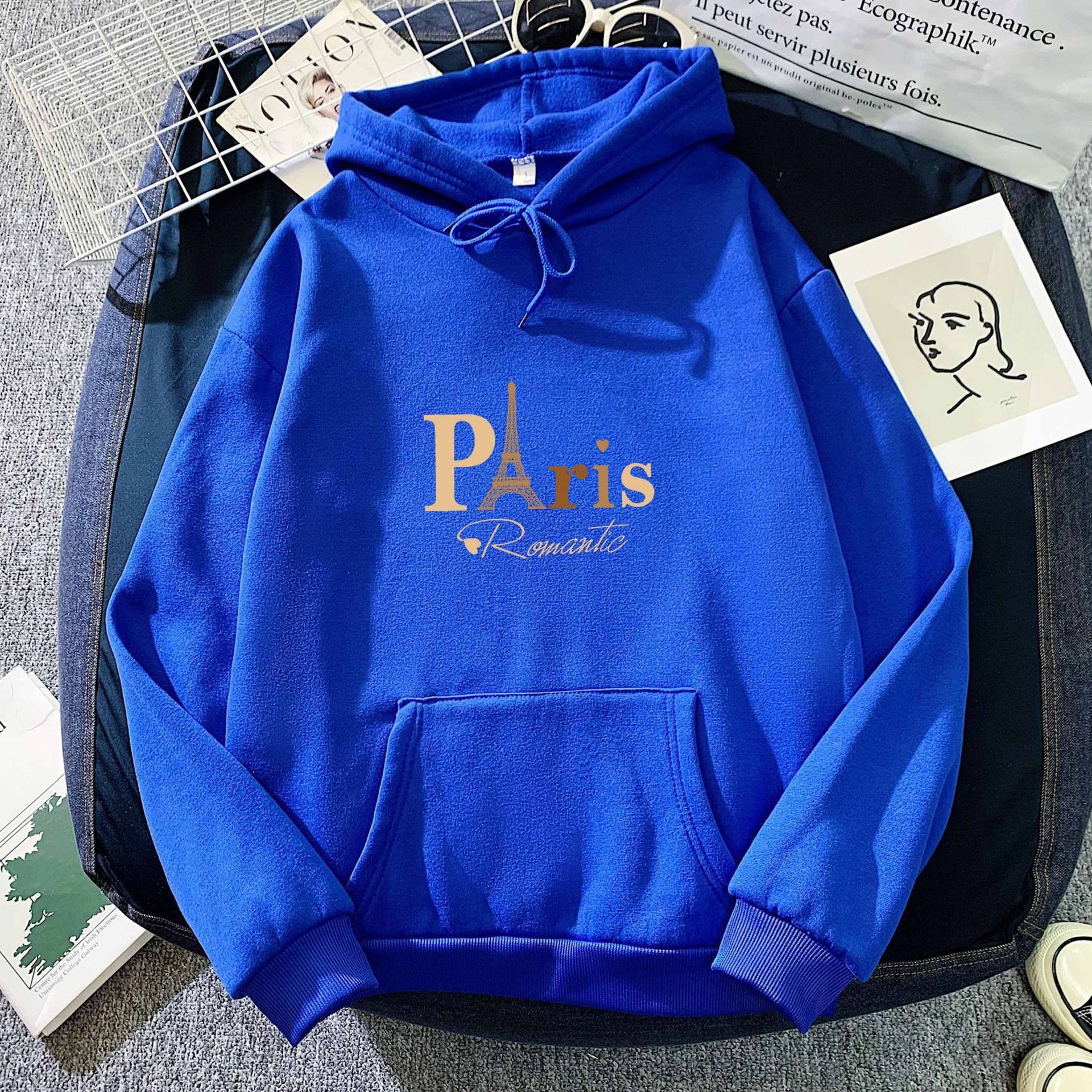 Letter Printed Hoodie – Damen & Unisex Kapuzenpullover mit Paris-Print | StaywearApparel