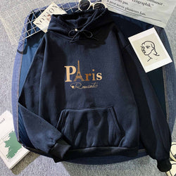 Image of Letter Printed Hoodie – Damen & Unisex Kapuzenpullover mit Paris-Print | StaywearApparel