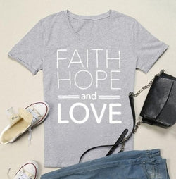 Image of Unisex T-Shirt – Faith Hope & Love Print Kurzarm Baumwoll Shirt | StaywearApparel