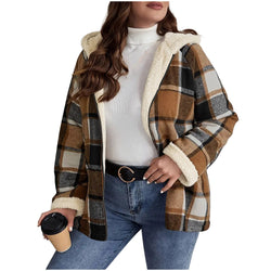 Image of Karierter Damenmantel mit Kapuze – Gefütterter Retro Coat im Karo-Design | StaywearApparel