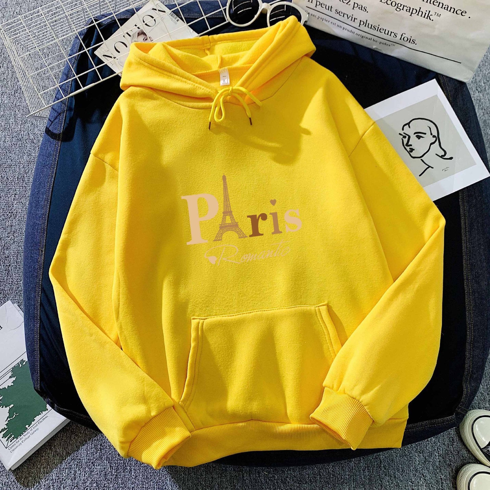 Letter Printed Hoodie – Damen & Unisex Kapuzenpullover mit Paris-Print | StaywearApparel