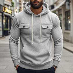 Image of Workwear Multi-pocket Long Sleeve Solid Color Coat For Men