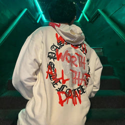 Image of Printed Skull Hot Rhinestone Loose Hooded Sweatshirt