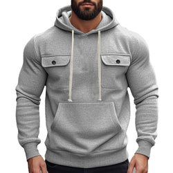 Image of Workwear Multi-pocket Long Sleeve Solid Color Coat For Men