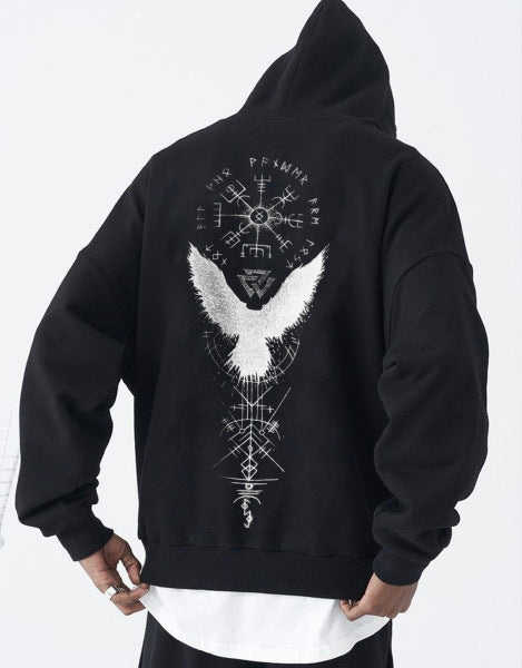 StaywearApparel Retro Spell Crow Totem Hoodie – Einzigartiger Streetwear-Style