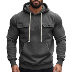 Image of Workwear Multi-pocket Long Sleeve Solid Color Coat For Men