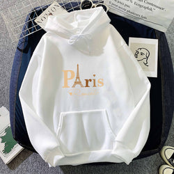 Image of Letter Printed Hoodie – Damen & Unisex Kapuzenpullover mit Paris-Print | StaywearApparel