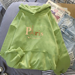 Image of Letter Printed Hoodie – Damen & Unisex Kapuzenpullover mit Paris-Print | StaywearApparel
