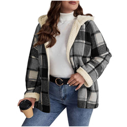 Image of Karierter Damenmantel mit Kapuze – Gefütterter Retro Coat im Karo-Design | StaywearApparel