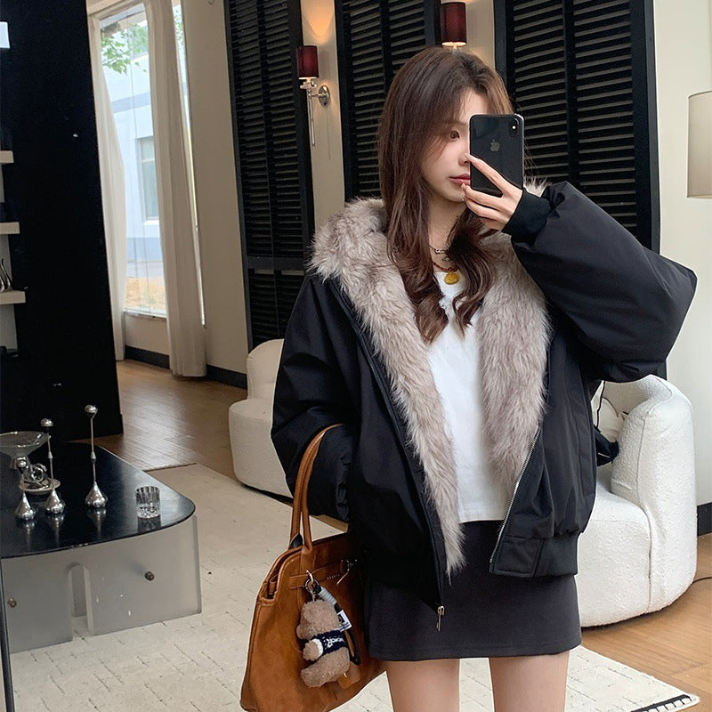 Damen Loose Cotton Coat – Kurz geschnittene Streetwear Jacke mit Taschen | StaywearApparel
