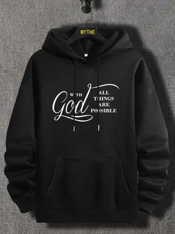 Image of New Text Printing Plus Velvet Fallwinter Hoodie