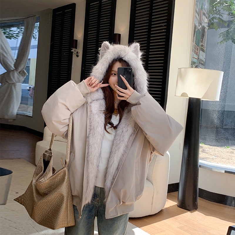 Damen Loose Cotton Coat – Kurz geschnittene Streetwear Jacke mit Taschen | StaywearApparel