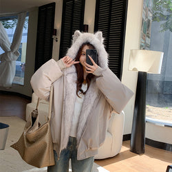 Image of Damen Loose Cotton Coat – Kurz geschnittene Streetwear Jacke mit Taschen | StaywearApparel