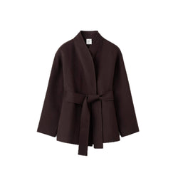 Image of Kurzer Wollmantel Damen – Eleganter Lace-up Coat mit Taillengürtel | StaywearApparel