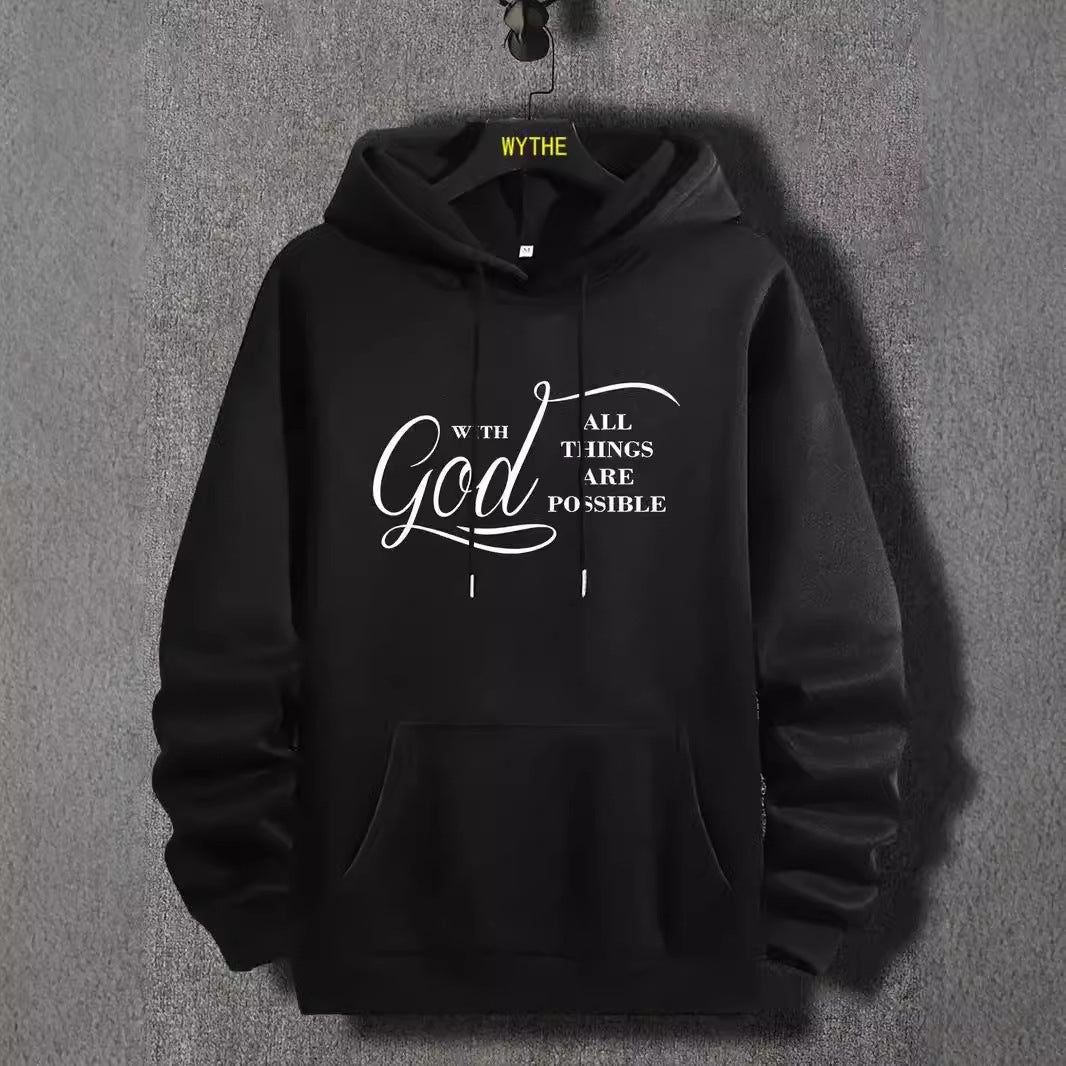 New Text Printing Plus Velvet Fallwinter Hoodie