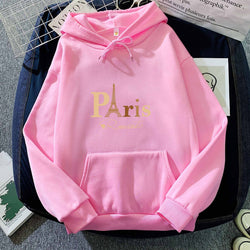 Image of Letter Printed Hoodie – Damen & Unisex Kapuzenpullover mit Paris-Print | StaywearApparel