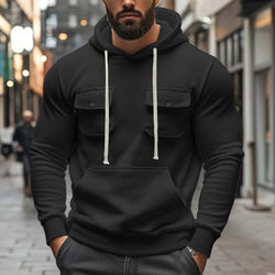 Image of Workwear Multi-pocket Long Sleeve Solid Color Coat For Men