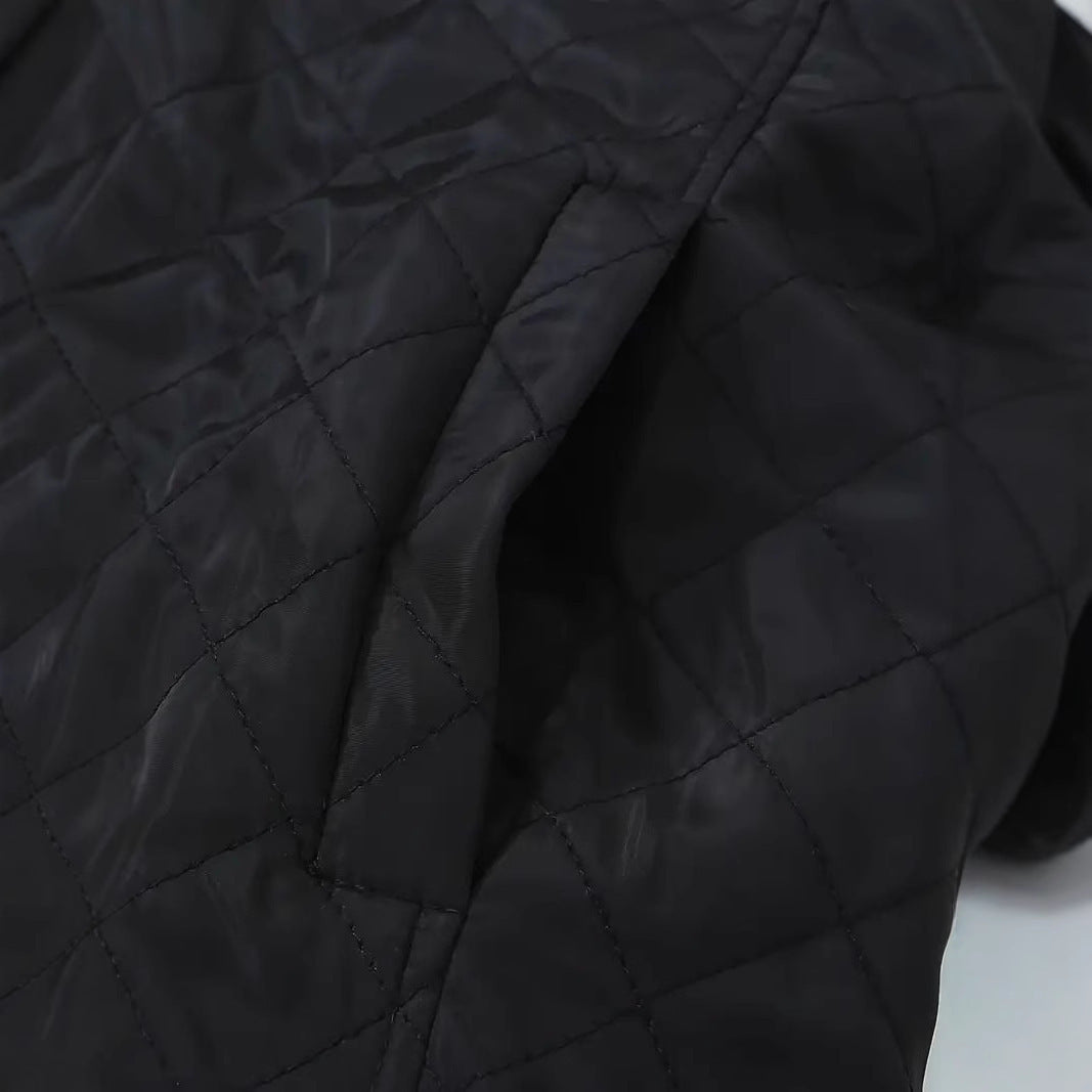 Mid-Length Plaid Hooded Jacket – Damen Karo-Jacke mit Kapuze