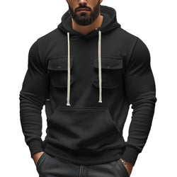 Image of Workwear Multi-pocket Long Sleeve Solid Color Coat For Men
