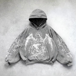 Image of Printed Casual Hoodie American Sweater