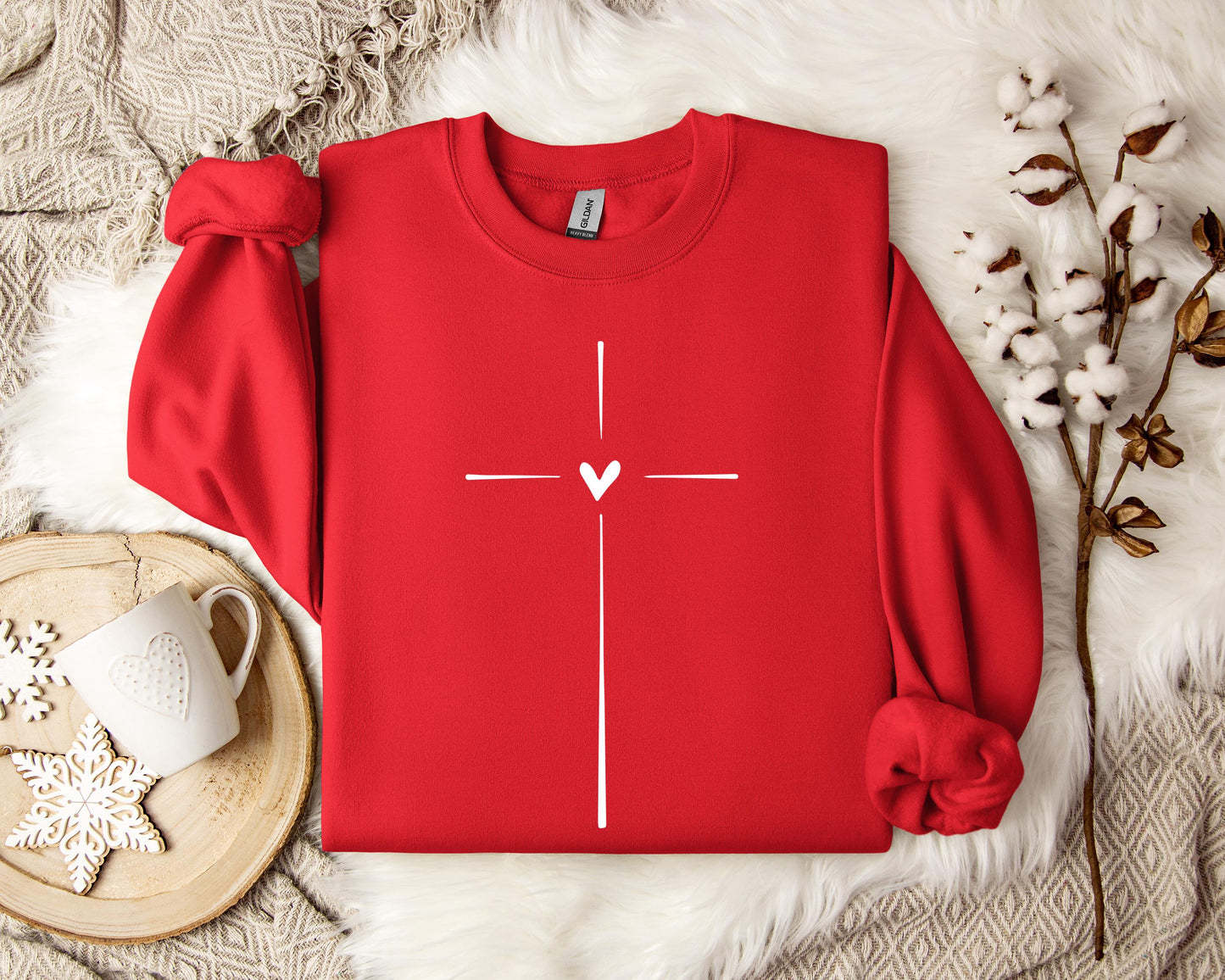 Damen Sweatshirt – Heart Cross Pullover im Casual Sports Style | StaywearApparel